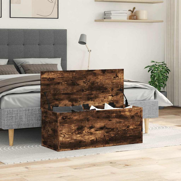 vidaXL Coffre chêne fumé 90x35x35 cm Bois d'ingénierie