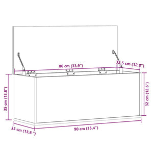vidaXL Coffre chêne fumé 90x35x35 cm Bois d'ingénierie