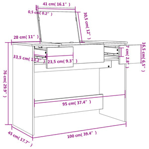 Schminktisch mit Spiegel Schwarz 100cm