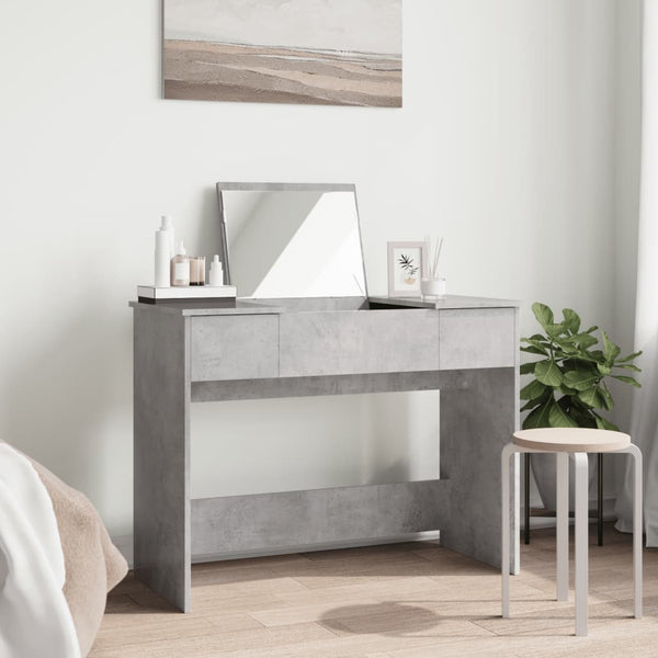 Schminktisch mit Spiegel Betongrau 100x45 cm