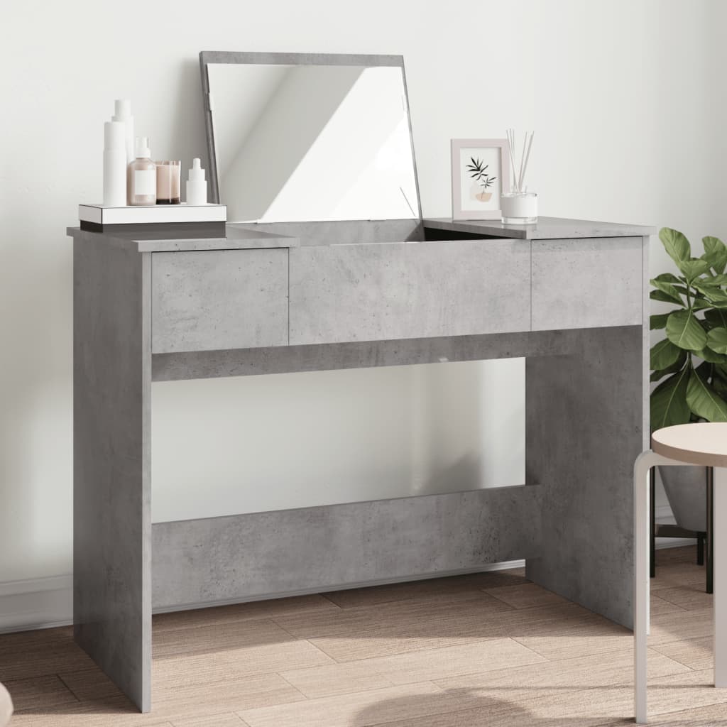 Schminktisch mit Spiegel Betongrau 100x45 cm
