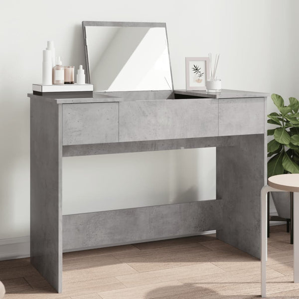 Schminktisch mit Spiegel Betongrau 100x45 cm