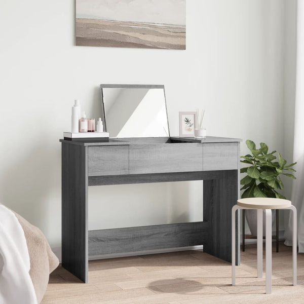 Schminktisch Grau Sonoma mit Spiegel 100cm