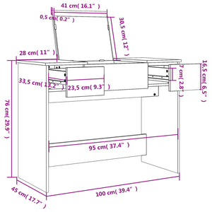 Schminktisch Grau Sonoma mit Spiegel 100cm