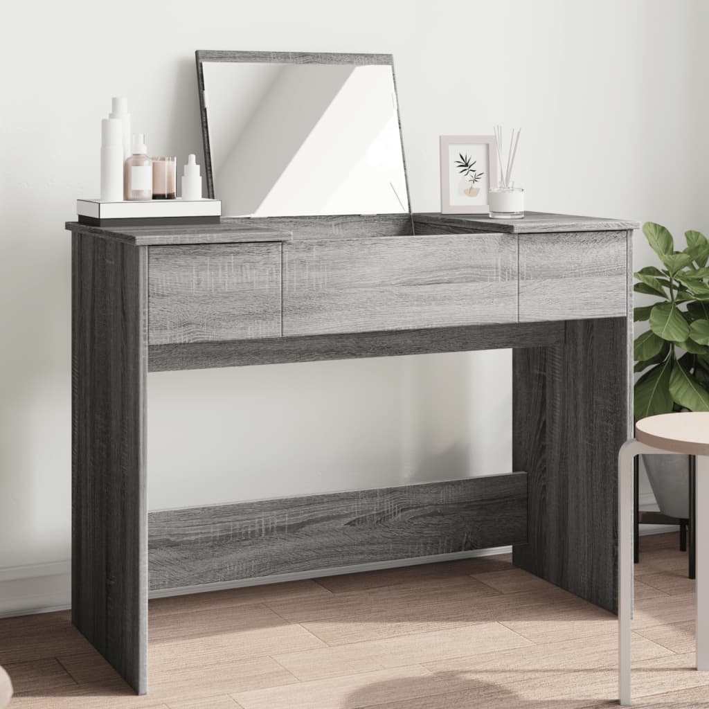 Schminktisch Grau Sonoma mit Spiegel 100cm