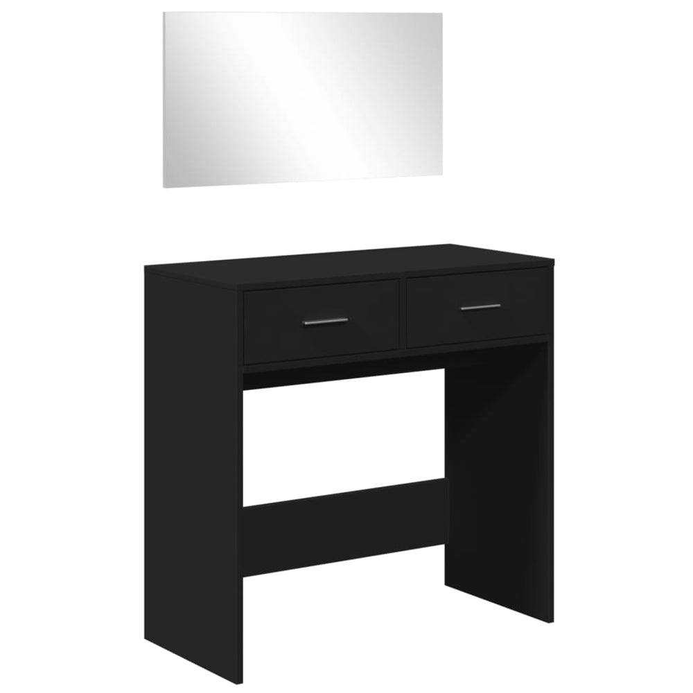 Schminktisch mit Spiegel, Schwarz, 80 cm