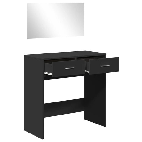 Schminktisch mit Spiegel, Schwarz, 80 cm