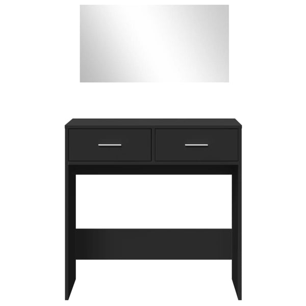Schminktisch mit Spiegel, Schwarz, 80 cm