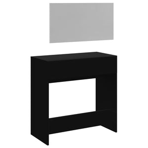 Schminktisch mit Spiegel, Schwarz, 80 cm