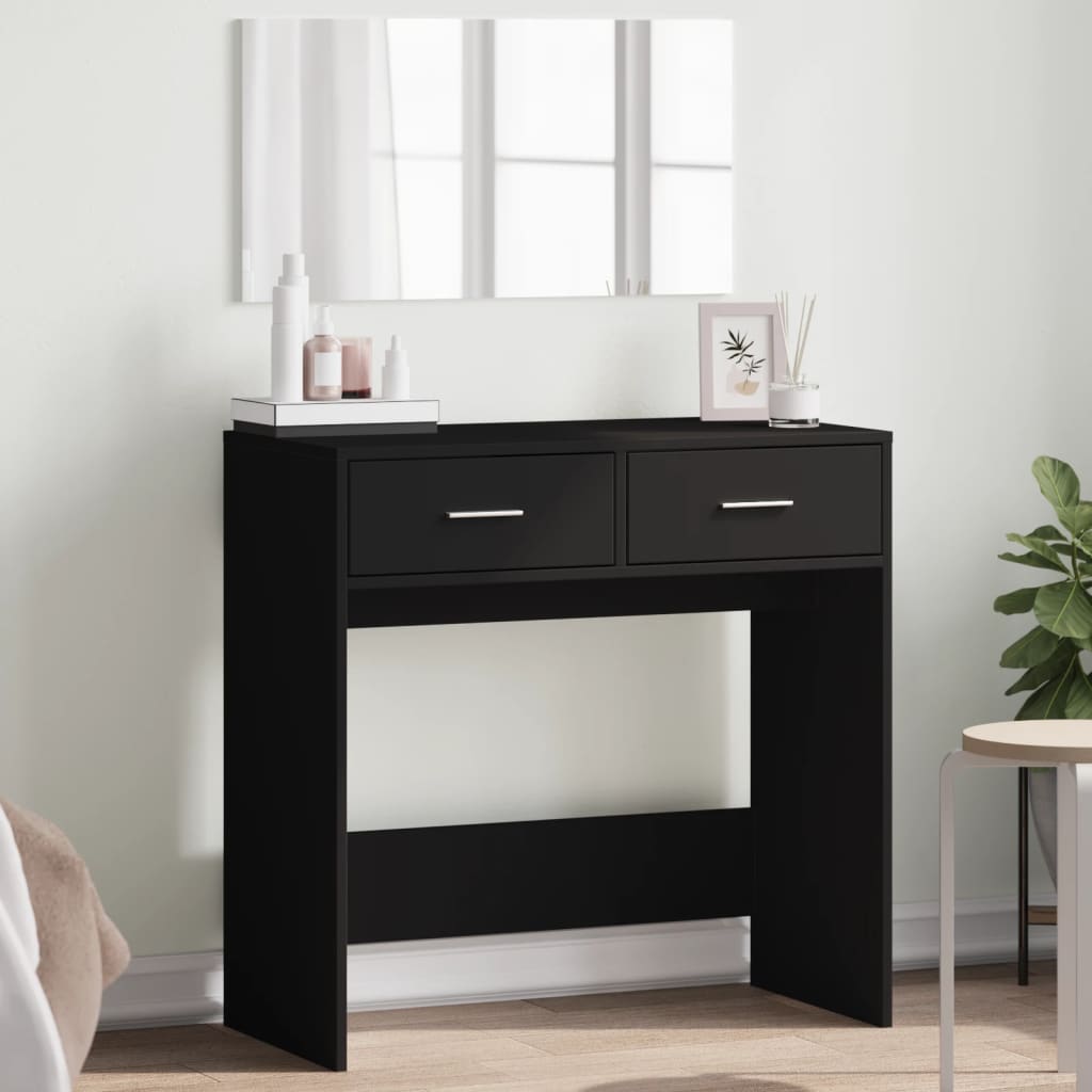 Schminktisch mit Spiegel, Schwarz, 80 cm