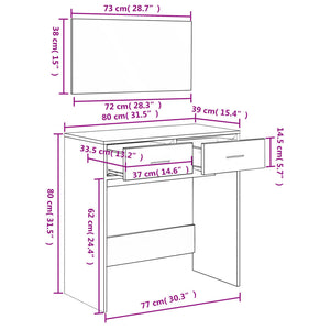 Schminktisch mit Spiegel Grau 80x39x80 cm