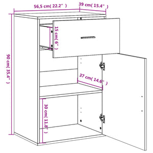 Grauer Beistellschrank Sonoma, 56,5x90 cm