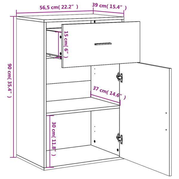 Grauer Beistellschrank Sonoma, 56,5x90 cm