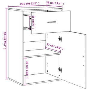 Beistellschrank Braun Eichen-Optik 56,5x39x90 cm