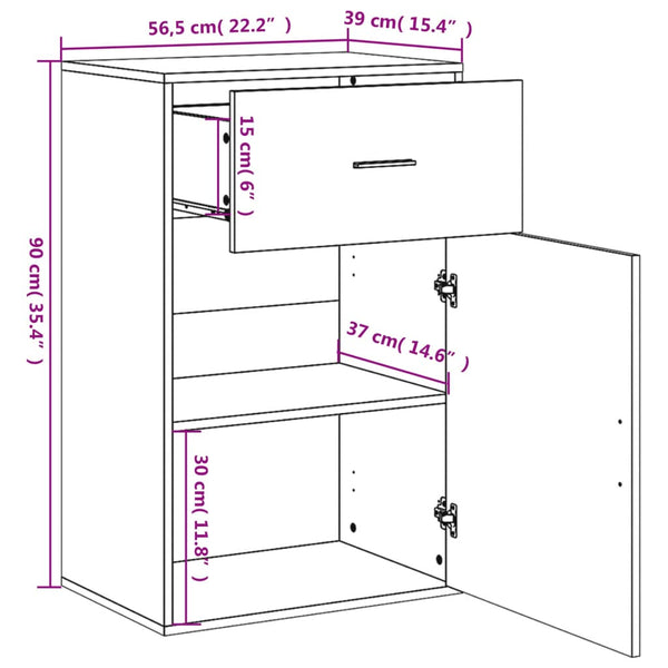 Beistellschrank Braun Eichen-Optik 56,5x39x90 cm