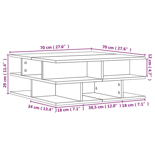 Sonoma Eiche Couchtisch 70x70 cm