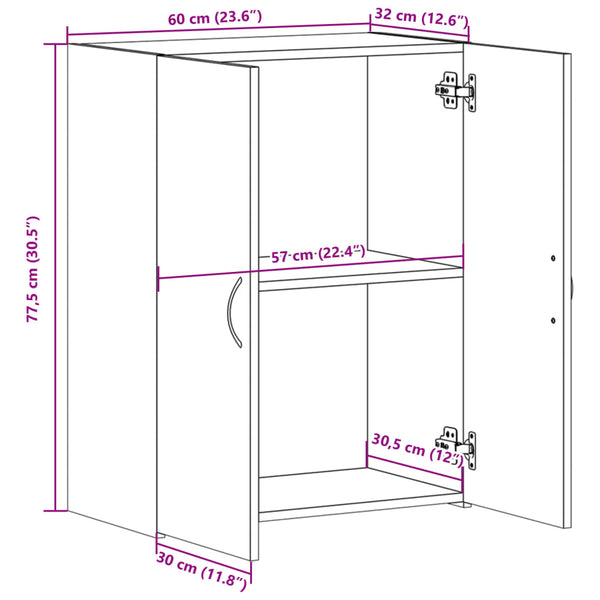 Weißer Aktenschrank Holz 60x77,5 cm