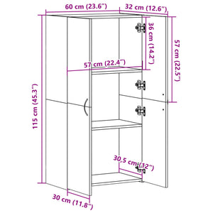 Weißer Holz Aktenschrank 60x32x115 cm