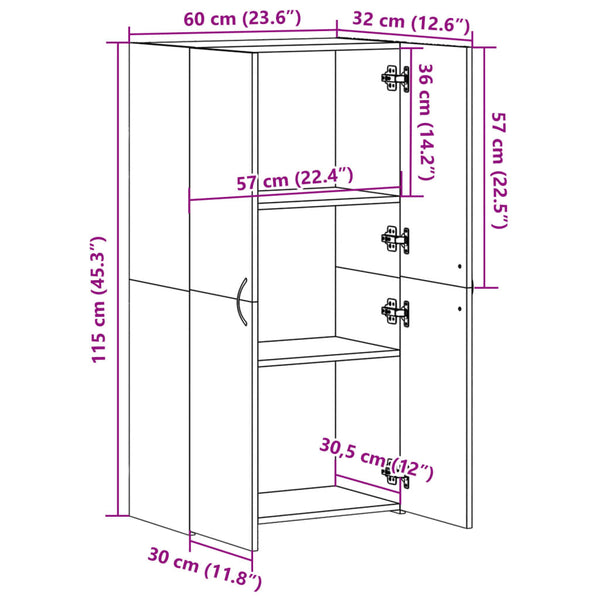 Aktenschrank Betongrau 60x115 cm