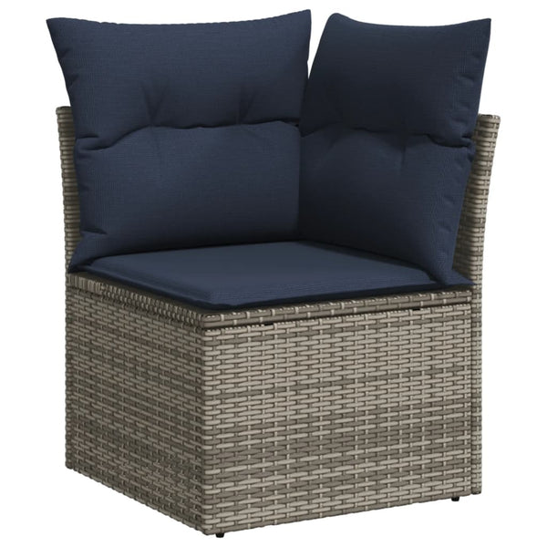 Gartensofa Set 16-teilig Grau Polyrattan mit Kissen