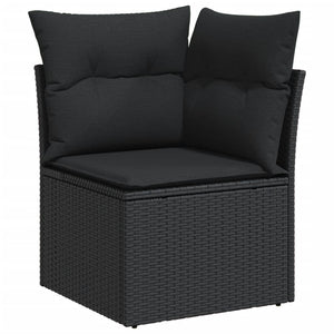 vidaXL Salon de jardin 14 pcs avec coussins Noir Résine tressée