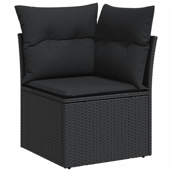 vidaXL Salon de jardin 14 pcs avec coussins Noir Résine tressée