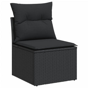 vidaXL Salon de jardin 14 pcs avec coussins Noir Résine tressée