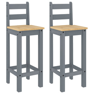 Barstühle 2er Set Grau Kiefer Massivholz