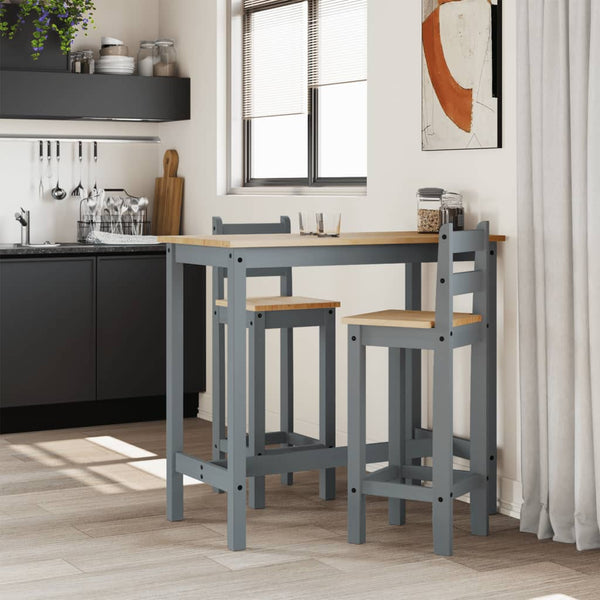 Barstühle 2er Set Grau Kiefer Massivholz