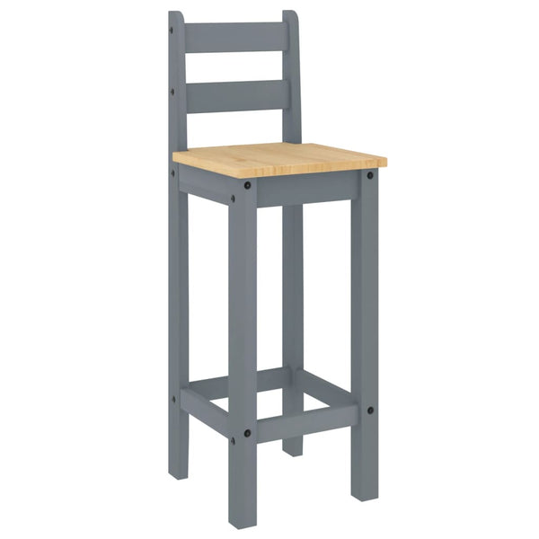 Barstühle 2er Set Grau Kiefer Massivholz
