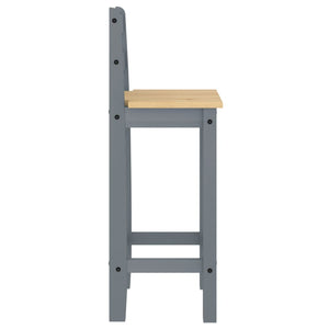 Barstühle 2er Set Grau Kiefer Massivholz
