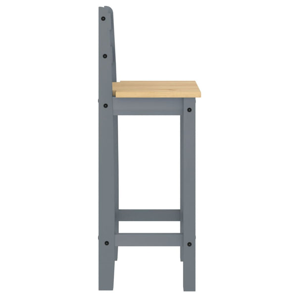 Barstühle 2er Set Grau Kiefer Massivholz