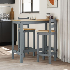 Barstühle 2er Set Grau Kiefer Massivholz