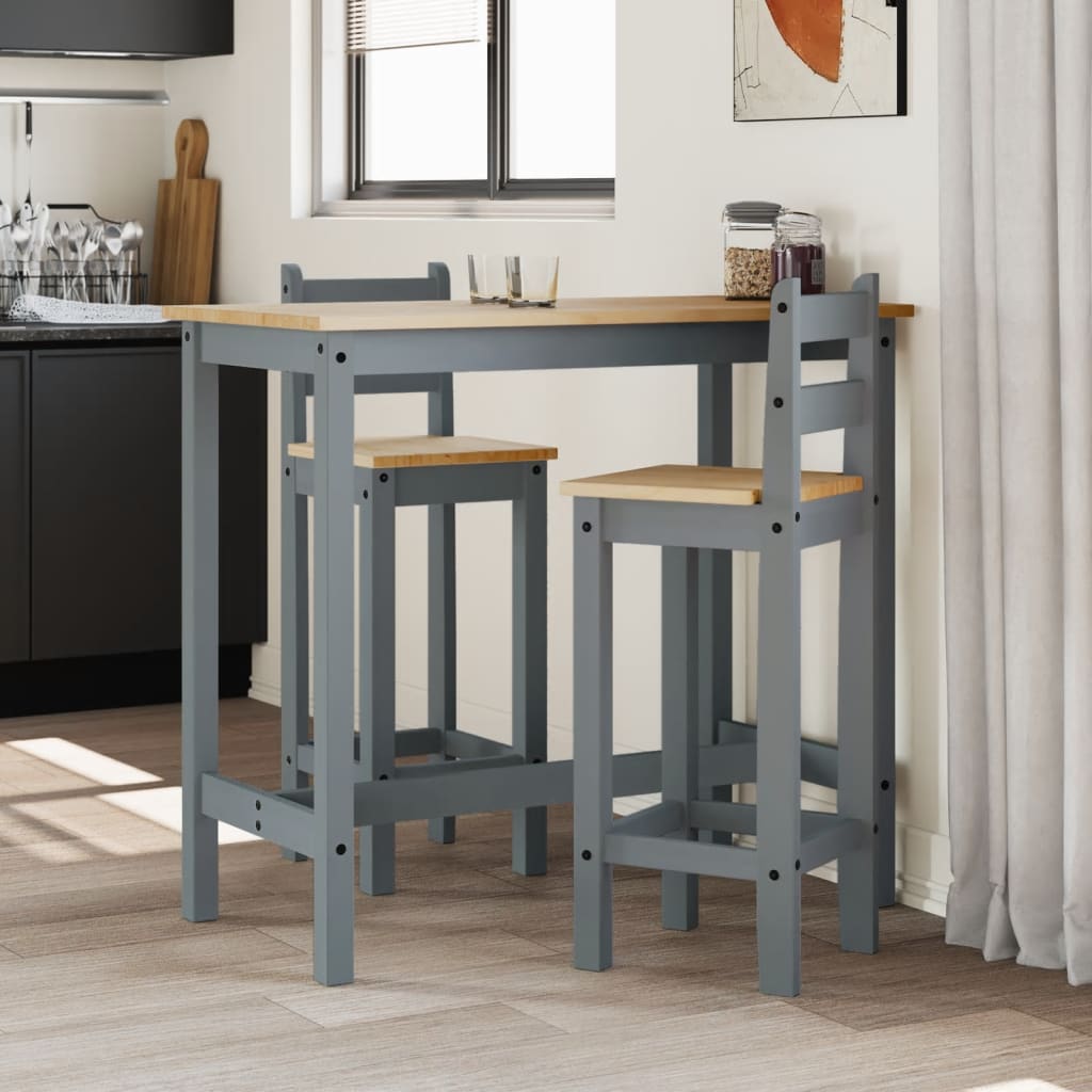 Barstühle 2er Set Grau Kiefer Massivholz