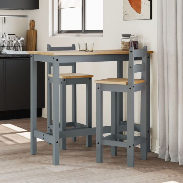 Barstühle 2er Set Grau Kiefer Massivholz