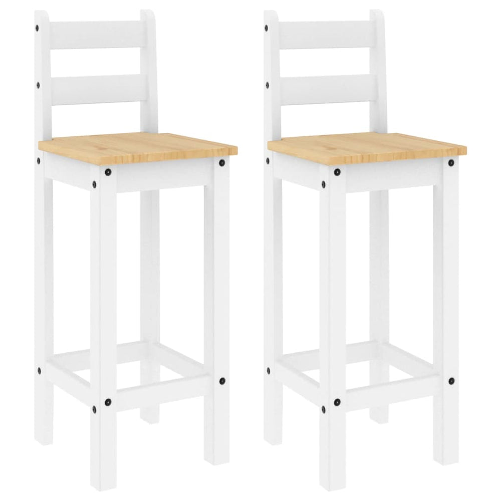 Barstühle 2er Set, Kiefer Massivholz, Weiß