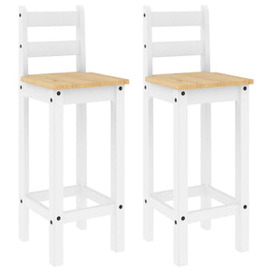 Barstühle 2er Set, Kiefer Massivholz, Weiß