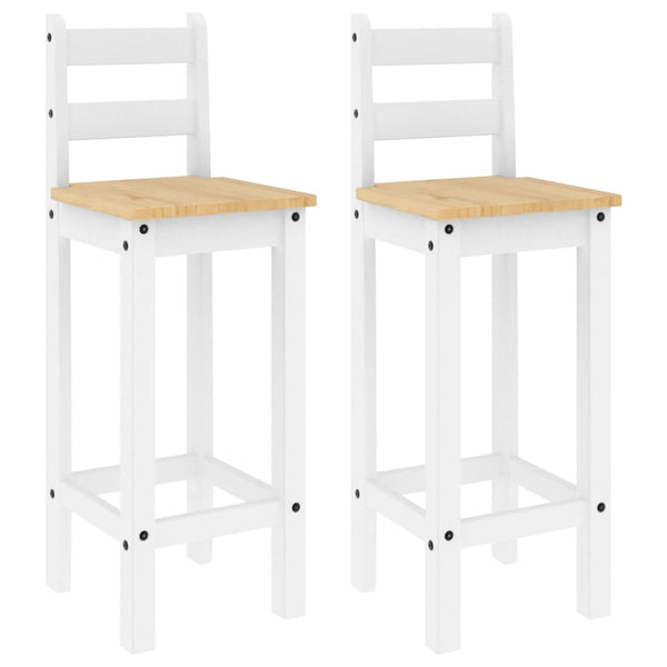 Barstühle 2er Set, Kiefer Massivholz, Weiß