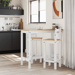 Barstühle 2er Set, Kiefer Massivholz, Weiß