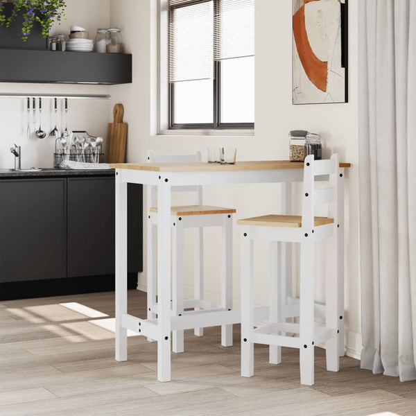 Barstühle 2er Set, Kiefer Massivholz, Weiß