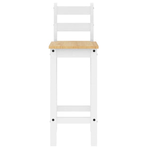 Barstühle 2er Set, Kiefer Massivholz, Weiß