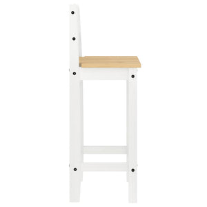 Barstühle 2er Set, Kiefer Massivholz, Weiß