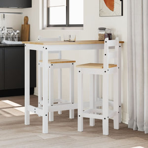 Barstühle 2er Set, Kiefer Massivholz, Weiß