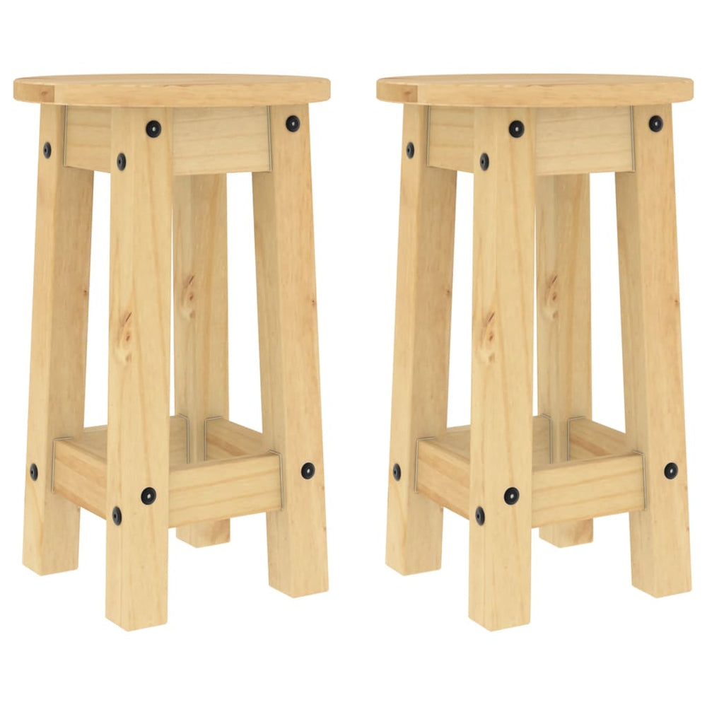 Barhocker 2er Set Kiefer Massivholz