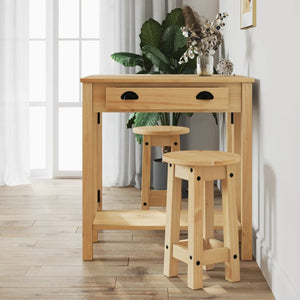 Barhocker 2er Set Kiefer Massivholz