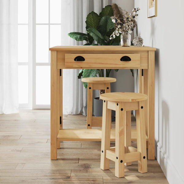Barhocker 2er Set Kiefer Massivholz