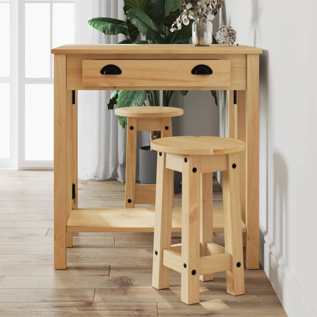 Barhocker 2er Set Kiefer Massivholz