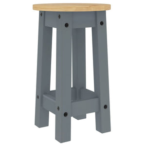 Barhocker 2er Set Grau Kiefer Massivholz
