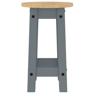 Barhocker 2er Set Grau Kiefer Massivholz