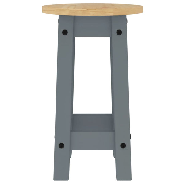Barhocker 2er Set Grau Kiefer Massivholz